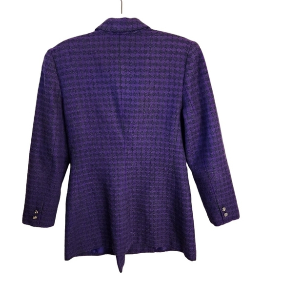 S K & Company Vintage Wool Purple Hounds Tooth Double Breasted Blazer Size 10 - Picture 2 of 5